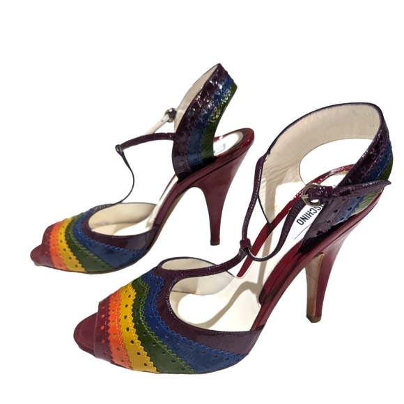 Moschino Rainbow Leather Heels 8.5 - Picture 2 of 11